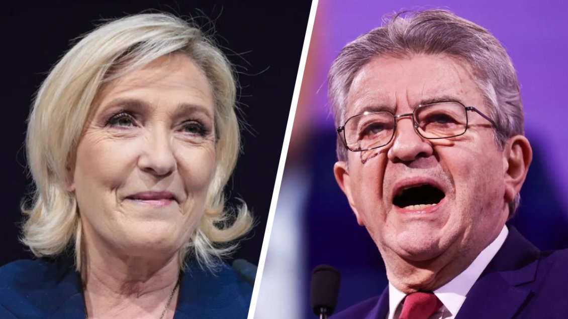 Le Pen y Mélenchon disputarán el balotaje presidencial francés en 2027, según sondeo